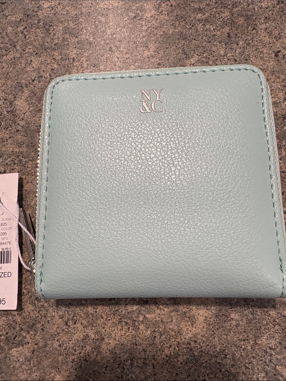 New York & Company Mint Green Square Zip Wallet